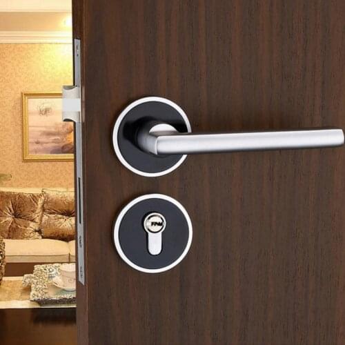 European Style Durable Door Handle Front Back Lever Lock Cylinder With Keys Aluminum