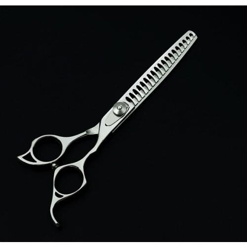 Professional pet dog grooming scissors Dog hair thinning shears 7.0 INCH fish bone teeth Right hand Bright silver teeth NEW