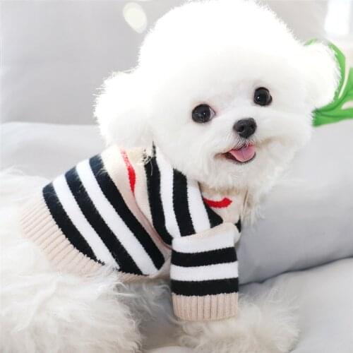 Luxury brand Button striped dog sweater autumn and winter clothes Teddy kittens Bichon small dogs VIP Schnauzer pet clothes