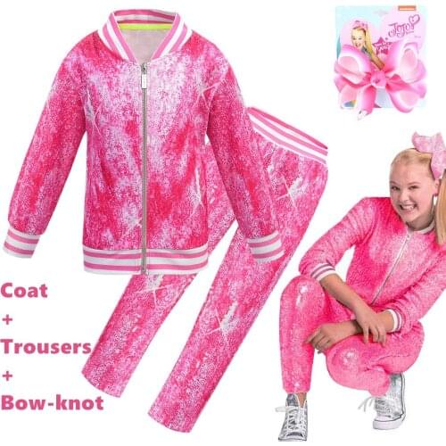 Clothing Set Tracksuits for Girls JOJO Siwa cosplay Hoody+Cotton Pants toddler Kids Teen hoodie Costume Thanksgiving clothes