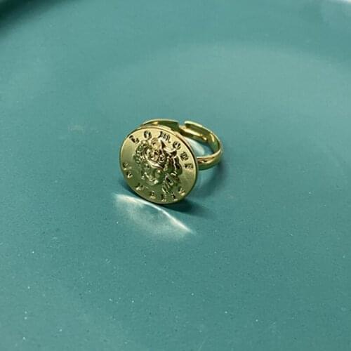 TARCLIY Vintage Metal Beauty Head Ring Geometric Copper Opening Adjustable Ring Trends Punk Style Jewelry Women 2021 New