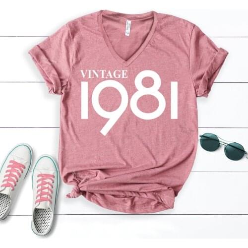 Vintage 1980 Birthday 40th Party Shirt Fashion Party Harajuku Female Clothing CottonLetter Women T-shirt Short Sleeve Top Tees