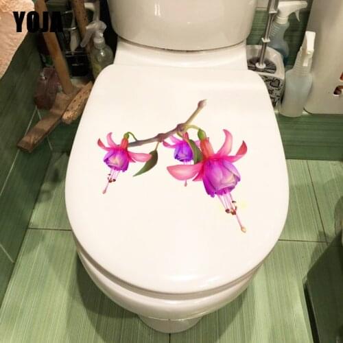 YOJA 22.4X19.8CM Bright Hanging Flower Branches Home Wall Sticker Decor Fashion Cartoon Toilet Decal T1-1784