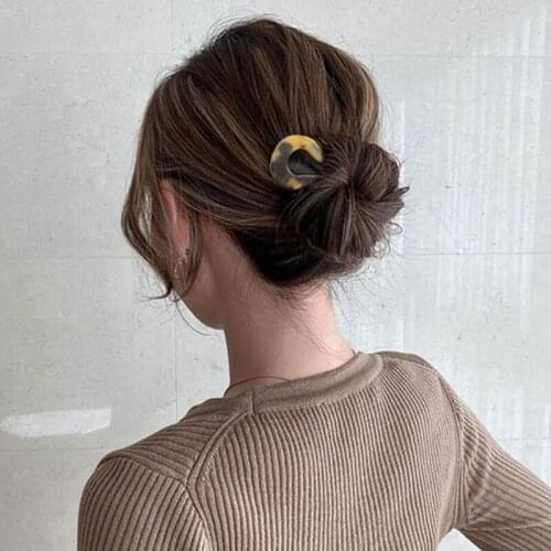 Twist Hair Stick Clip Acetate Large Wavy U-Shaped Hairpin Tortoise Chignon Pin Dropshipping