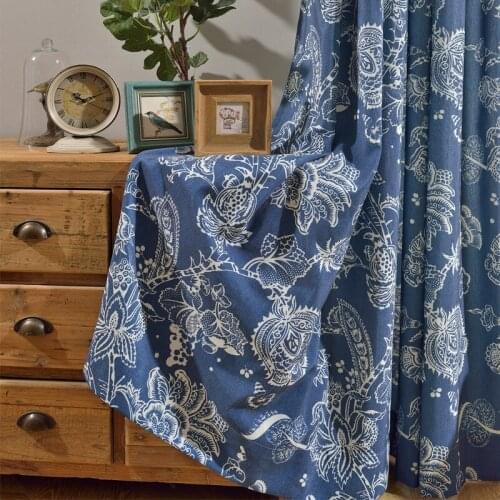 Custom for Living Room Bedroom Curtain Modern Simple Chinese Curtain Polyester Cotton Printed Curtains Tulle