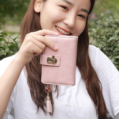 Womens Bag Three-fold Zipper Korean Version of Wallet Diamond Round Lock Tassel PU Hand-made Leather Card Package New