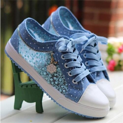 2021 Women Canvas Chain Metal Lace Vulcanized Female Summer Lace-up Breathable Fashion Shoes Ladies New Casual Comfort Flat