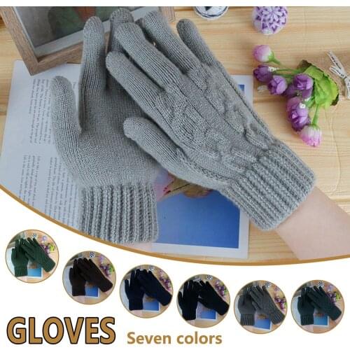 Female Gloves Mens Winter Keep Warm Cashmere Solid Color Printed Knitted Knitted Flip Gloves Womens Winter Gloves Mittens