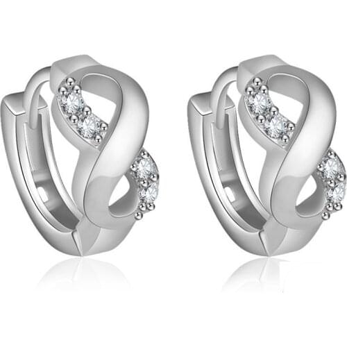 2019 New Arrival 8 Design 925 sterling silver earings U shape stud earrings for women white zircon earrings best friends gift