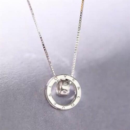 Sole Memory Love Confession Simple Sweet Romantic Letter Double Circle 925 Sterling Silver Clavicle Chain Female Necklace SNE456