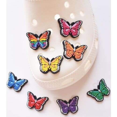 1pcs PVC Kawaii Croc Charms Butterfly Shoe Accessories Wings Decoration Designer for Girls Women Children Badges Gifts