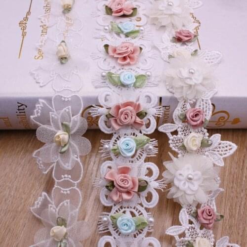 1 yards/lot Beading Embroidery Flowers Water-soluble Lace Ribbon for diy Craft Clothing Home Textiles Headwear Accessories Trims