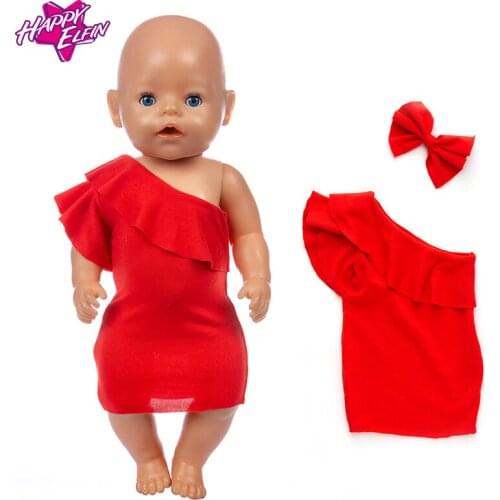 2020 Red Dress Fit For 43cm Born Baby Doll 17 Inch Doll Clothes