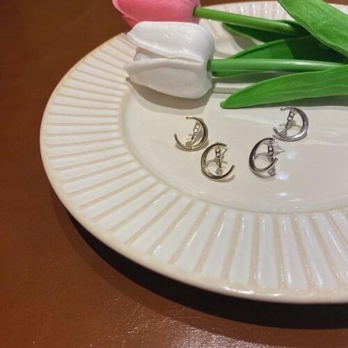 2021 New Arrival Classic Simple Small earrings for women Moon Shape Crystal Women Stud Earring Fashion Jewelry Wholesale