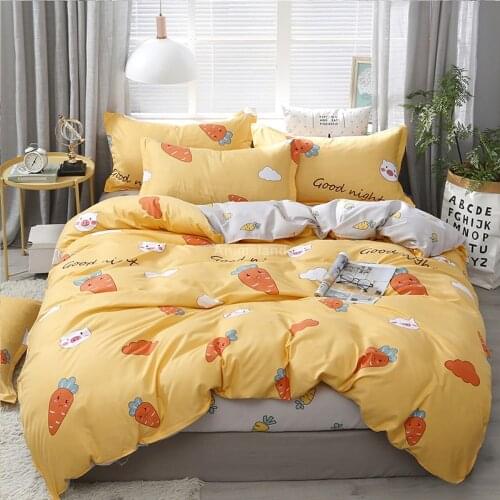 2021 Kids White Yellow Duck Bear Girl Comforter Bedding Set Cartoon Kawaii Cute King Queen Twin Size Bed Linen Duvet Cover Sets