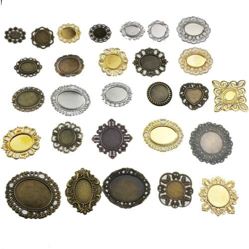 Antiqued Bronze necklace pendant setting cabochon cameo base Tray bezel blank jewelry making findings