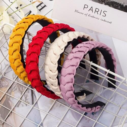 Hair Accessories Wide Shiny Weaving Hairbands Braided Headband Hair Hoop Fashion Hair Bands Bezel Headdress Non-slip Headwrap