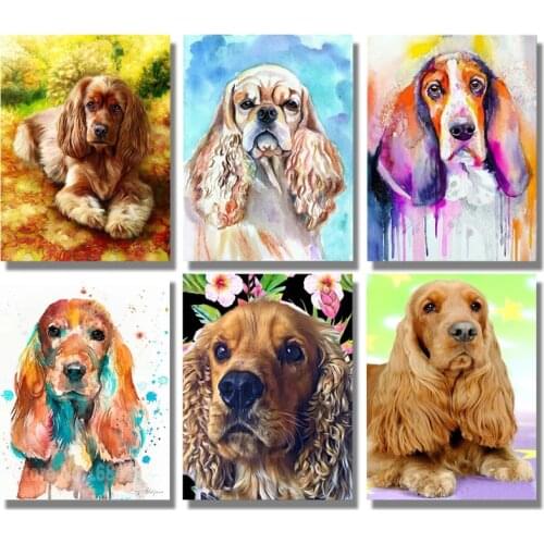English Cocker Spaniel,Full,Diamond Embroidery,5D,Diamond Painting Cross Stitch Dog 3D,Diamond Mosaic Patterns,Needlework