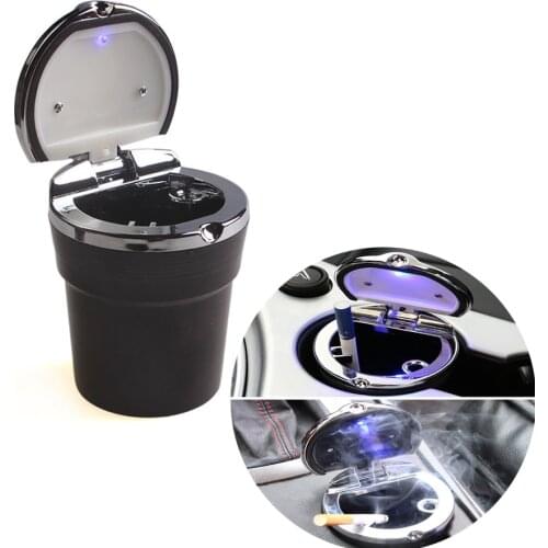 Car Ashtray With Led Light Portable LED Light Car Ashtray Universal Cigarette Cylinder Holder Car Interior Accessories