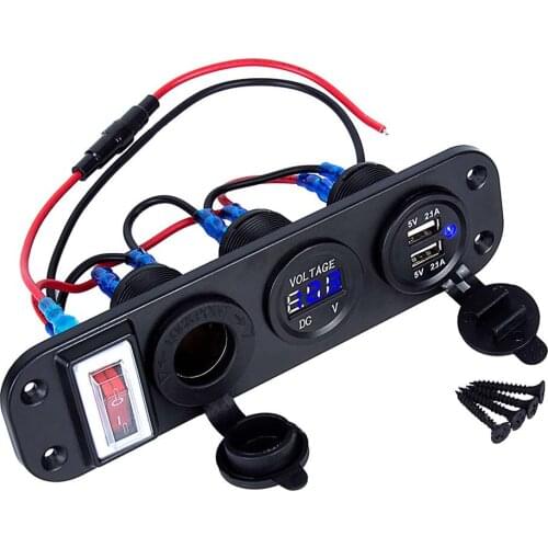 Dual Panel USB 12V-24V Car Voltmeter Lighter Wide Voltage for Most Kinds Of Model