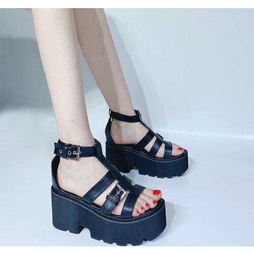 Chunky heel sandals punk shoes Sandals High Heels Platform Sandals Women Summer Shoes sandalias romanas womens sandals