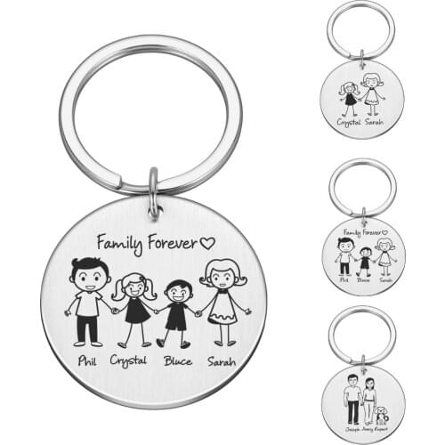 Personalized Family Gifts Keychain Custom Mom Dad Daughter Son Pet Key Chain Engraved Stainless Steel Mother Father Kids Keyring