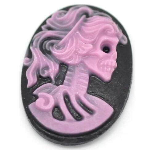 20Pcs Skull Head Resin Beads Decoration Crafts Flatback Cabochon Scrapbooking Fit Phone Embellishments Diy Accessories