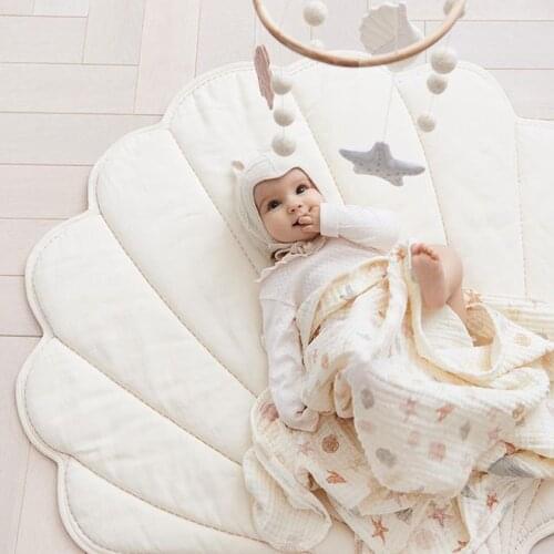 Shell Shape Baby Play Mat Nordic Cotton Blanket Soft Rugs Photography Props Child Crawling Pad Game Rug Kid Room Decoration