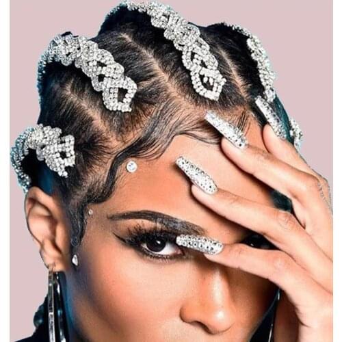 Long Dirty Braided Metal Hairpin Fashion Personality Rhinestone Chain Hair Clips Headband Jewelry Indian Bridal Wedding Decor