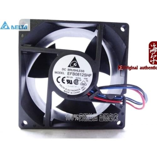 For delta EFB0812SHF -F00 DC12V 0.51A Server Square cooling Fan 3-wire 80x80x32mm
