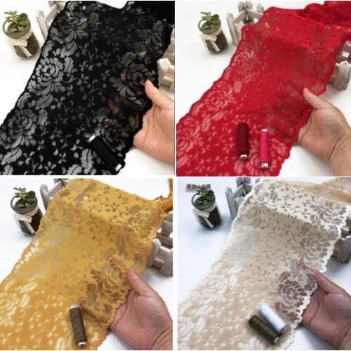 1 Meter Clothes DIY Garter Black Red Beige Ginger Stretchy Thread Elastic Lace Fabric Lace Applique Trimming 23cm Width