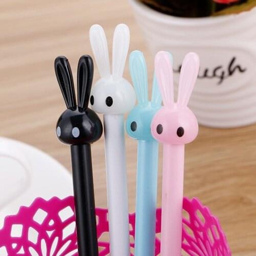 50PCS Cartoon Stationery Rabbit Jun Gel Pen Cute Long-eared Rabbit Signature Pen Creative Student Water Pen Office Accessories