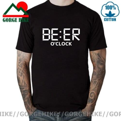 GorgeHike Men T Shirt Funny BEER OCLOCK Print Short Sleeve Tee Shirt Cool Summer Clothes O Neck Streetwear Harajuku Graphic Tees