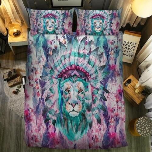 Vintage Tribal Animal Tiger Bohemian Style Bedding Set Queen King Double Full Size Down Quilt Cover Pillowcase Home Textile
