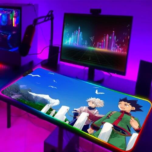 RGB Mouse Pad Hunter X Hunter Computer Laptop Anime Keyboard Mouse Mat LED Mousepad Keyboard Gamers Decoracion CSGO LOL Desk Mat