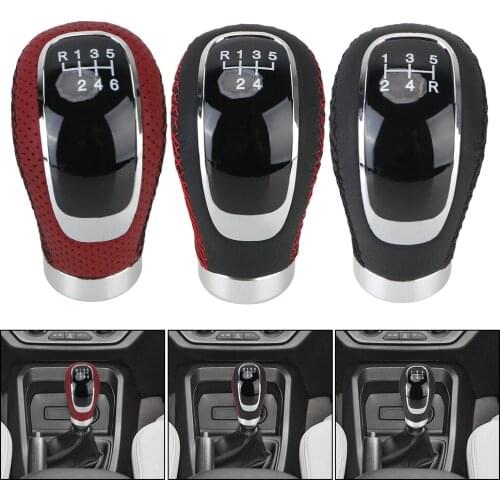 LEEPEE Car PU Leather Universal With Gear Knob Replaceable Cap Cover Manual Transmission Gear Shift Knob 5/6 Speed Shifter Lever