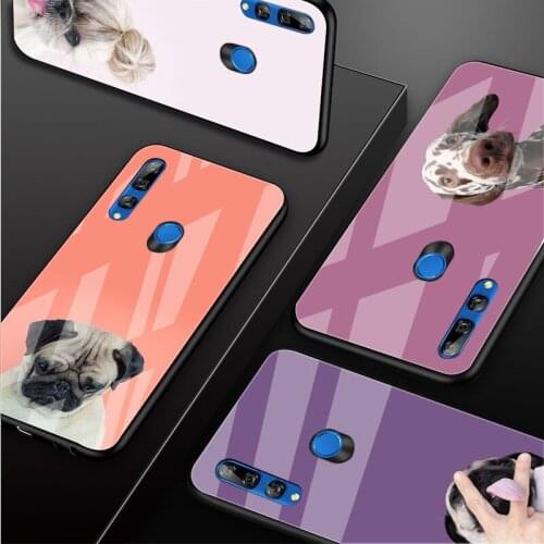 Cute dog Tempered Glass Phone Case For Huawei honor 8X 9 10i 20i 20Lite 20Pro 30 Pro Cover Shell