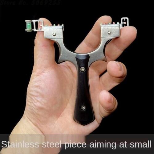 Powerful Hunting stainless steel catapult high precision shooting slingshot with flat rubber band brand new outdoor competitive