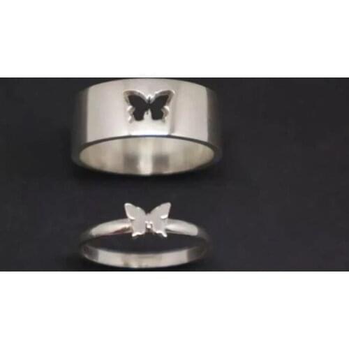 Fashion Vintage Butterfly Rings For Women Men Lover Couple Ring Set Open Cuff Engagement Wedding Rings Adjustable Jewelry