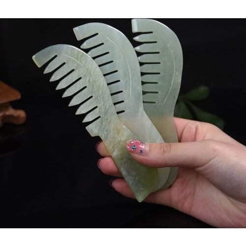 Natural Jade Massage Comb Head Massage Health Care Promote Blood Circulation Condition Hair Prevent Hair Loss Jade Comb Healthy