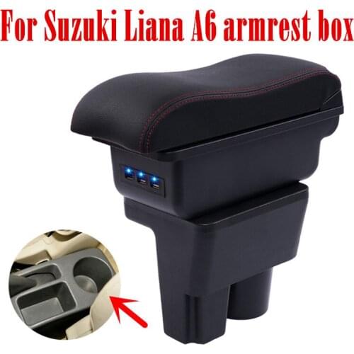 For Suzuki Liana A6 armrest box central Store Aerio content box with cup holder ashtray decoration products With USB interface