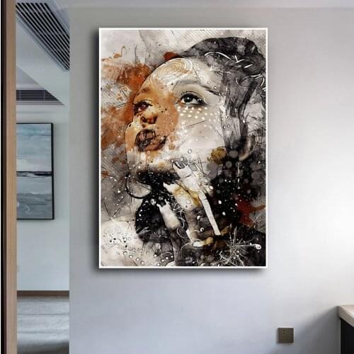 Retro Abstract Beauty Girl Canvas Painting on The Wall Art Posters Prints Wall Pictures for Living Room Home Wall Cuadros Decor