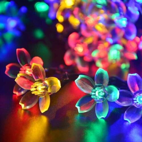 50 LED Flower Color Solar Christmas Light String Indoor Garden Festival Decoration Light String