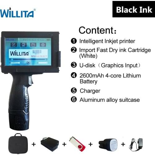 Handheld inkjet hand held inject printing coding machine hand jet printer with black cartridge