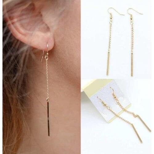 Chain Earrings Fashion Simple Alloy Dangle Earrings Piercing Earrings Geometry Pendant Earrings Long Earrings Women Jewellery