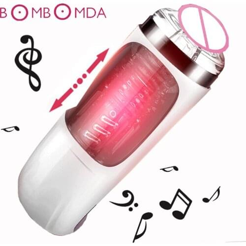 Blowjob Sucking Male Masturbator Electric Voice Sex Machine Thrusting Dildo Vibrator Retractable Realistic Pussy Sex Toy For Men