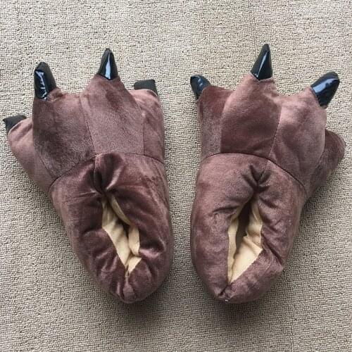 Animal Paw Slippers Cartoon Cosplay Monster Claws Slipper Plush Winter Warm Home Indoor Shoes Funny Halloween Party Costume