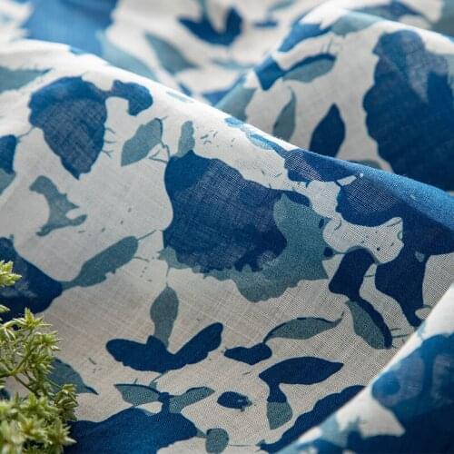 High Quality Retro Blue Batik Spot Digital Printing Ramine Fabric Material DIY Handmade Clothes Accessories Width 50CM