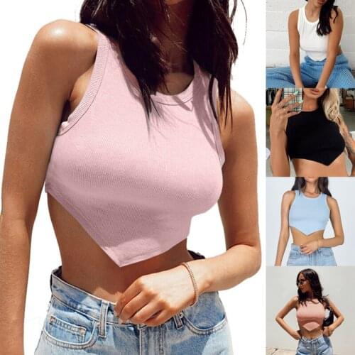 New Shirt For Women 2021 Summer The Slim-fit Round Neck Pullover Bottoming Short Solid Color Scheming Vest Women