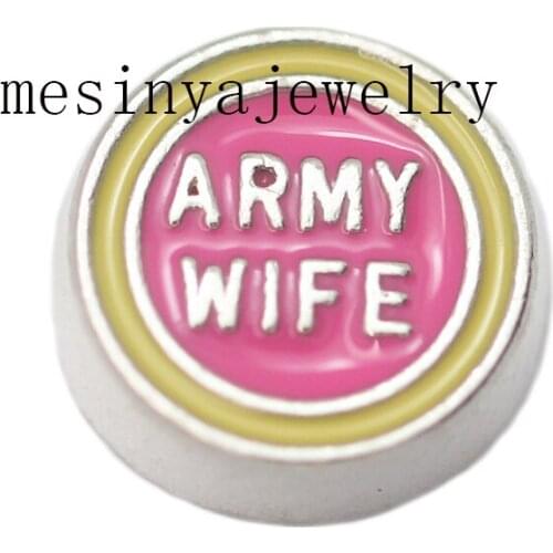 10pcs ARMY WIFE floating charms for glass locket Min amount $15 per order mixed items, FC-191
